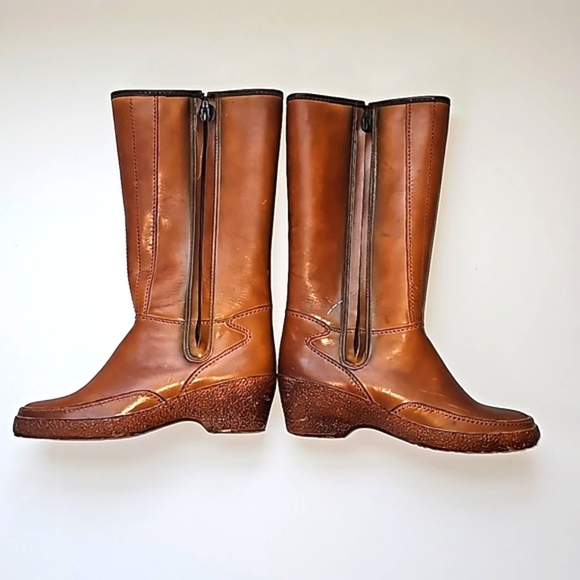 Vintage Sears Rainboots Boots Sherpa Fleece Side Zip Waterproof USA Brown Tan 7 - Picture 12 of 16
